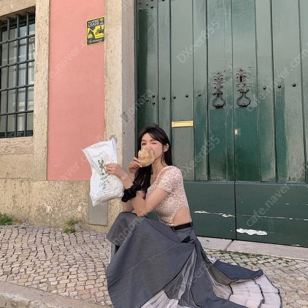 서쿠키 그레이 크레페 스커트 s 새상품