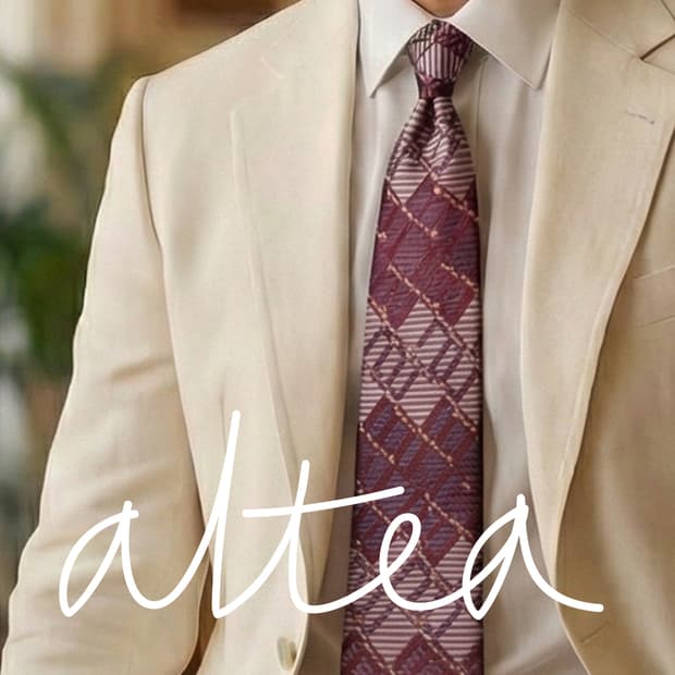 알테아 실크 버건디 기하 패턴 넥타이 9.2cm 새제품 K1840
