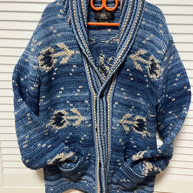 RRL 핸드 니트 나바호 숄카라 가디건