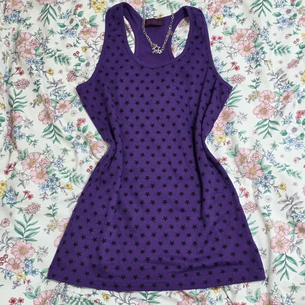 일본빈티지)y2k 오네갸루st 대대장 퍼플x블랙 스타 민소매슬리브리스