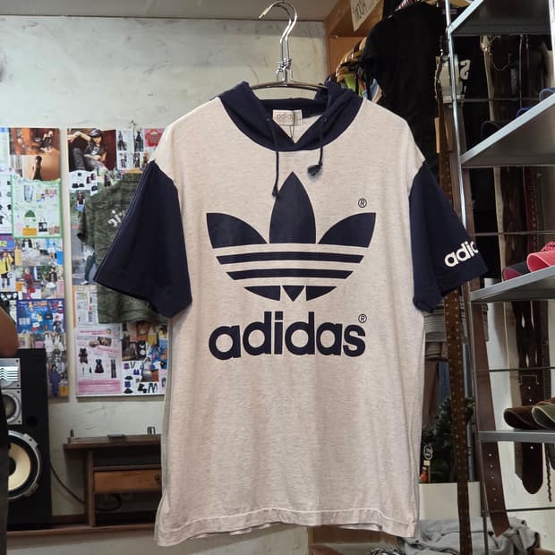 JPN 00S 아디다스 배색 반팔 후드