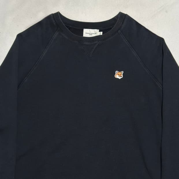 XXL 메종키츠네 폭스 헤드 패치 블랙 맨투맨