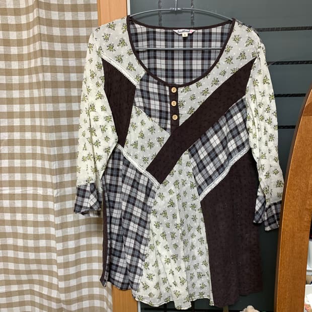 빈티지 모리걸 패치워크 블라우스