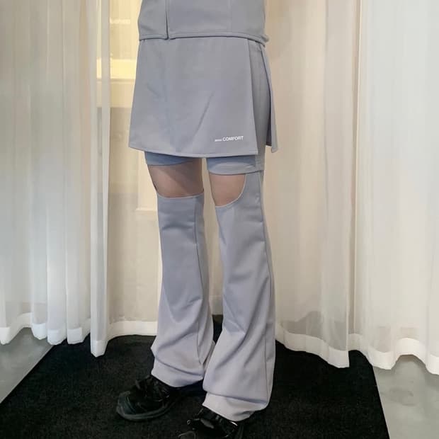 지초이 23-006 슬림 스커트 팬츠 그레이