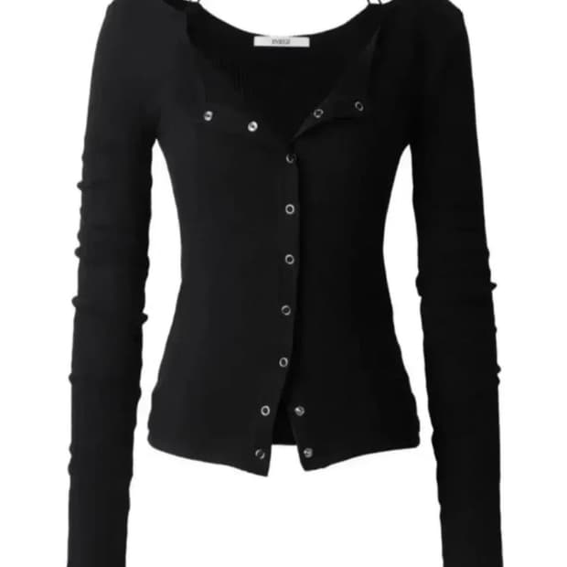 이네기 스트랩 워머 가디건 블랙