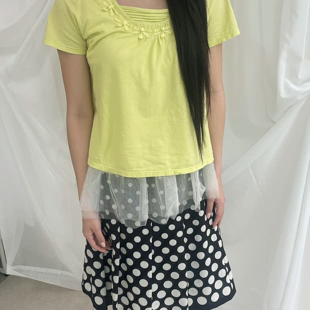 liemo tuck neck a-line short sleeve Tee