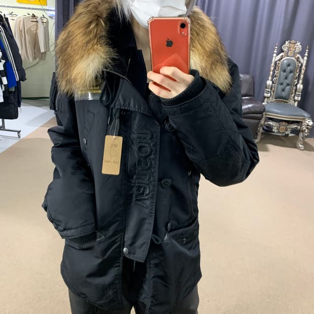 밴슨 보스턴 라쿤퍼 후드 비대칭 버튼 항공점퍼 남성 L n2b n3b