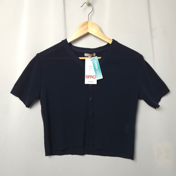 새상품) 여 S 스파오 크롭 가디건 네이비,12000