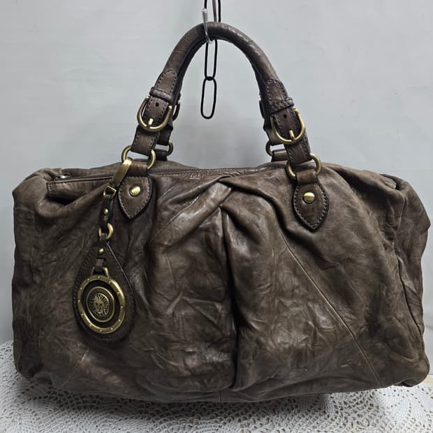 앤클라인 가죽 주름 토트백