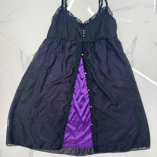 •Japanese vintage 블랙/퍼플 비즈 슬립 원피스