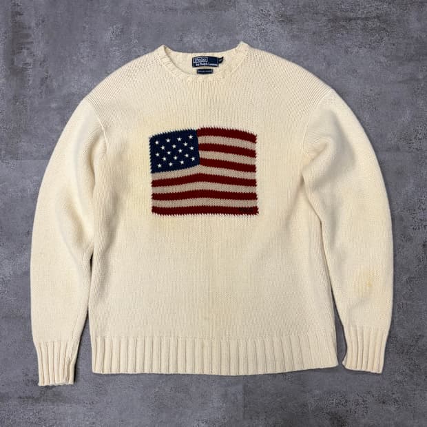 폴로 랄프로렌 성조기 램스울 니트 아이보리
