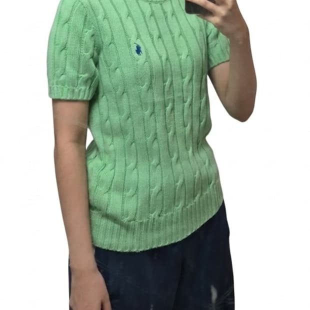 [POLO]💚폴로 랄프로렌 피스타치오 케이블 반팔 니트/민트코어그린연두