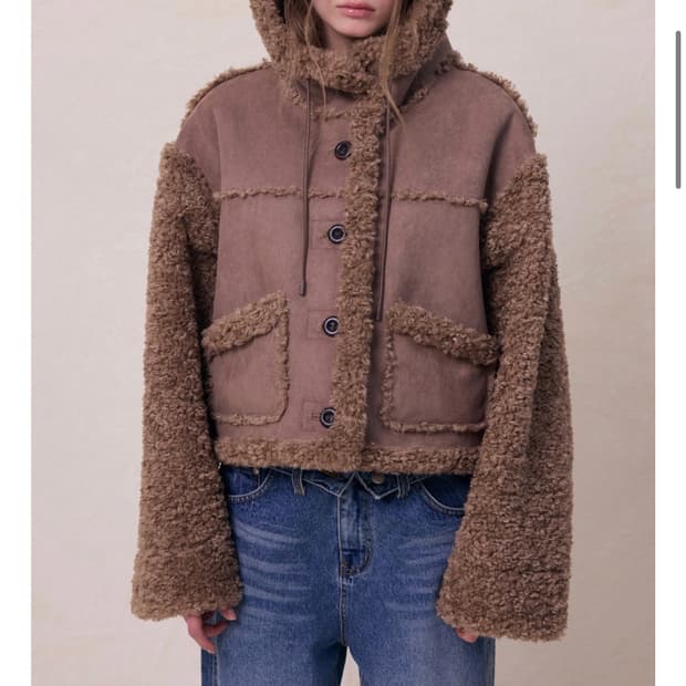 더오유 후드 무스탕 