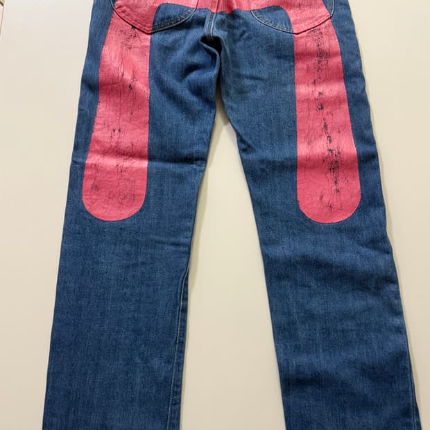 에비수 evisu donna 핑크 빅로고 셀비지 데님팬츠 청바지 Wome