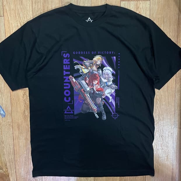 승리의여신 니케 카운터스 블랙 일러스트 반팔 라피 네온 아니스 반팔티