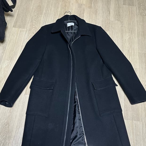 산드로 옴므 지퍼 프론트 울/캐시미어 블랙 코트 XL