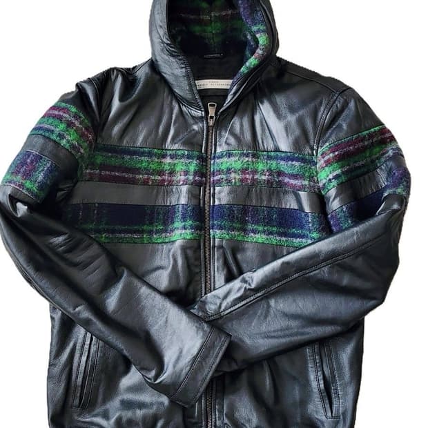 Italy wool docking hooded leather