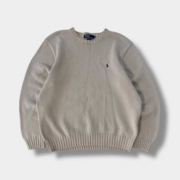 폴로 랄프로렌 90‘s 루즈핏 베이지 해비코튼 니트