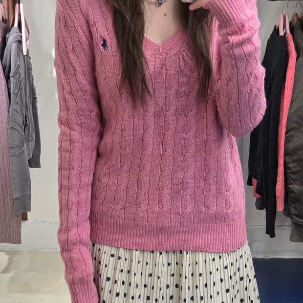 PRL 폴로 랄프로렌 캐시미어 꽈배기 니트