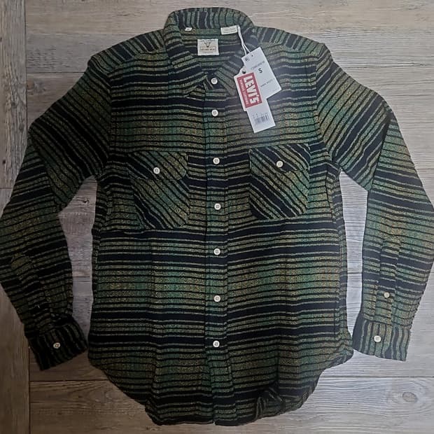 리바이스 LVC 1950'S 숏혼 셔츠 보틀 그린 S