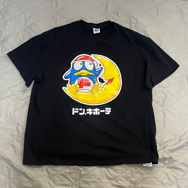 돈키호테 돈팽 프린팅 반팔 LL(XL) 빈티지 캐릭터 재팬 블랙