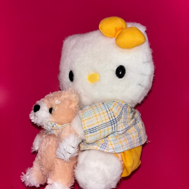 고전 산리오 키티 강아지 안고 있는 키티 