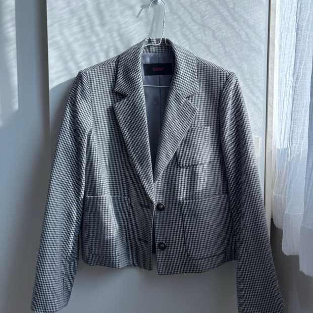 Soup 체크 숏 자켓