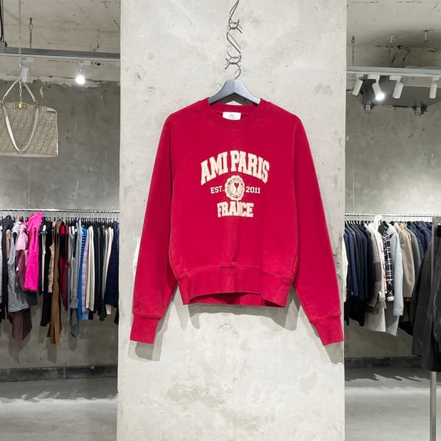 아미 22F/W 레드 파리스 로고 크루넥 스웻 셔츠