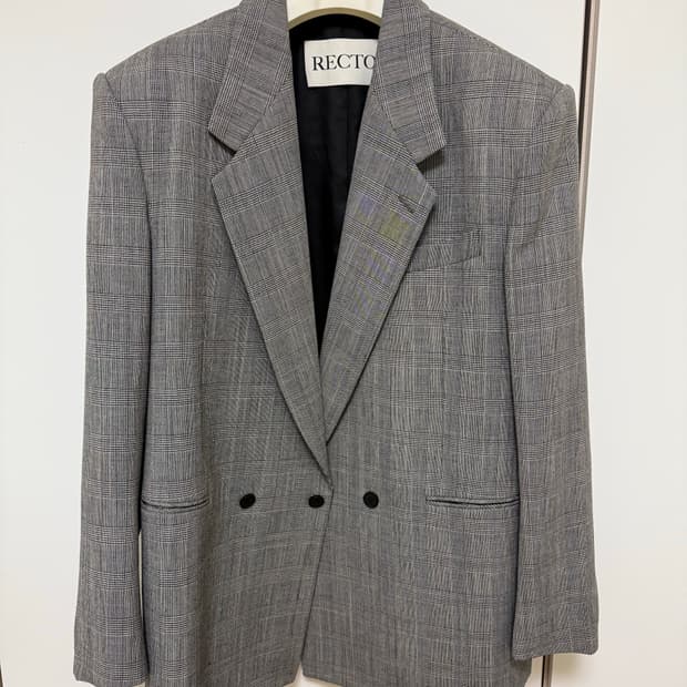 렉토 글렌체크 오버사이즈 테일러드 자켓 s