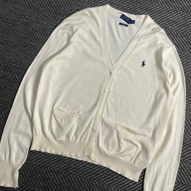 폴로 랄프로렌 포니 우먼스 피마 코튼 가디건 아이보리y 3939