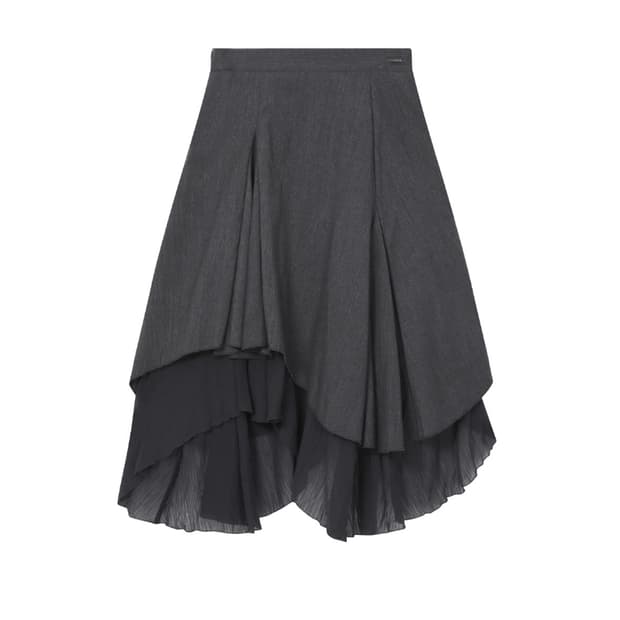 미세키 서울 언발란스 레이어드 스커트 차콜