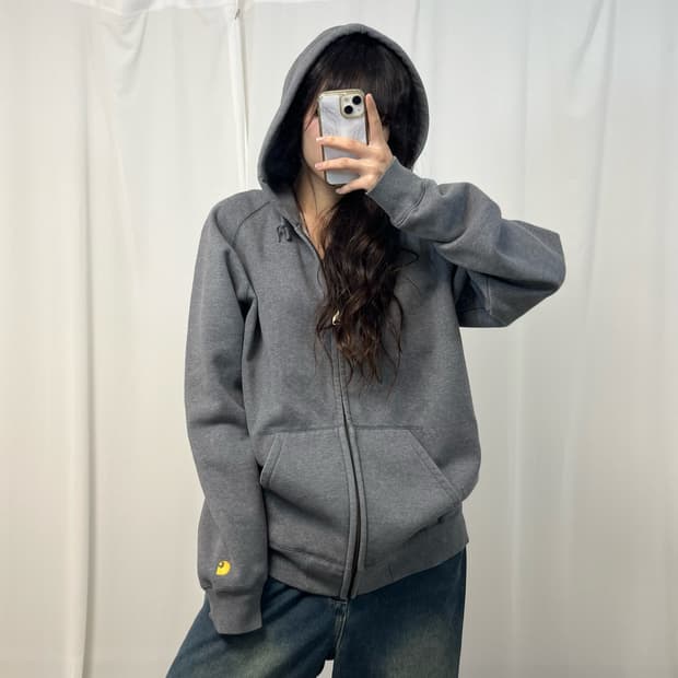 Carhartt gray hood zip-up