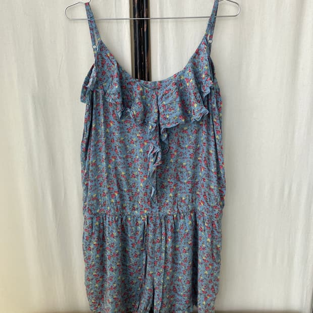 flower pattern sleeveless pants dress