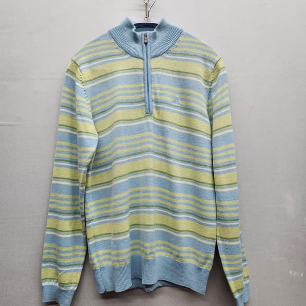 올드스쿨 아디다스 멀티컬러 스트라이프 니트 반집업 S~M