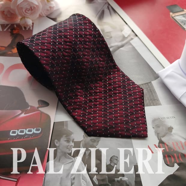 빨질레리 실크 버건디 패턴 넥타이 9.6cm A+등급 A18545
