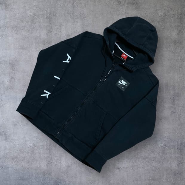 나이키 박스 로고 블랙 후드 집업