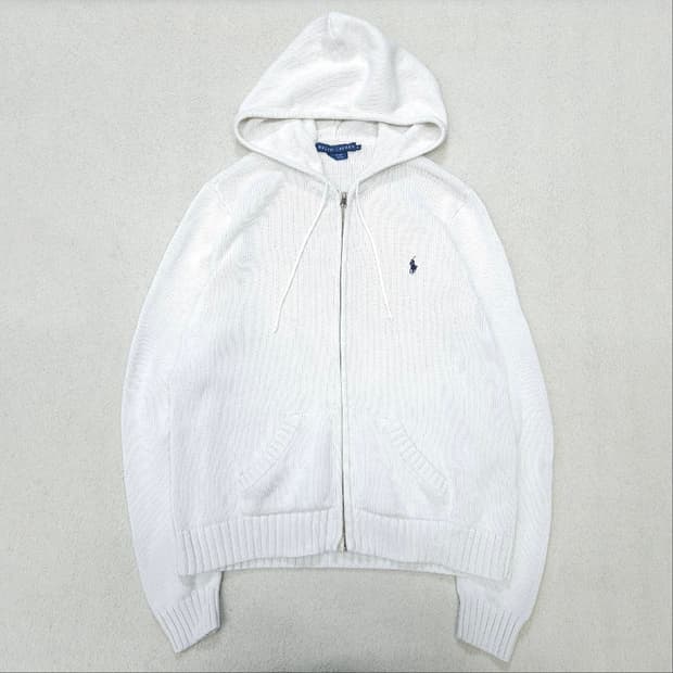 폴로 랄프 로렌 니트 후드 집업 XL 화이트