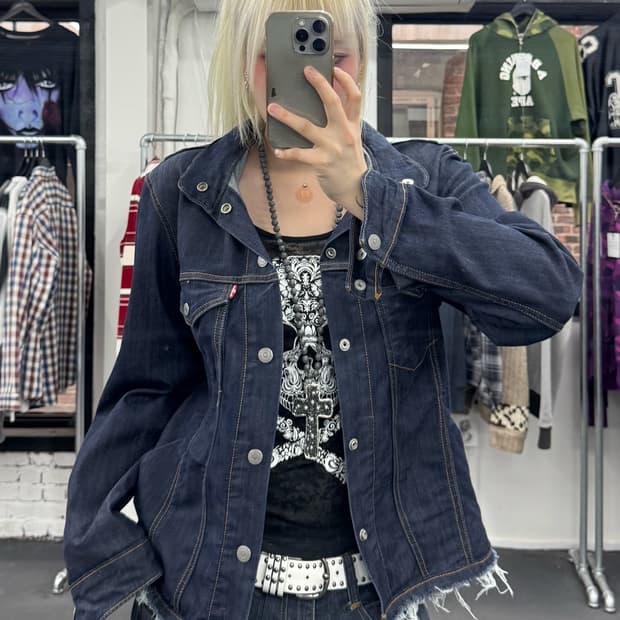 리바이스 컷팅 버튼 데님자켓