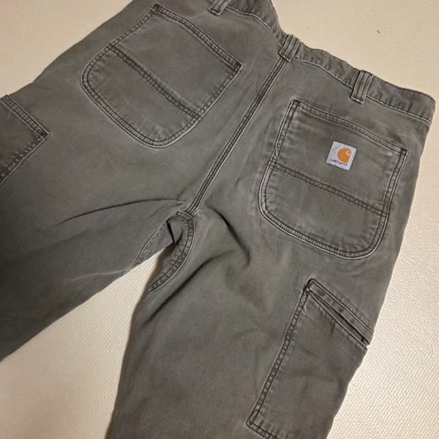 칼하트 카키 릴렉스핏 더블니 워크 팬츠