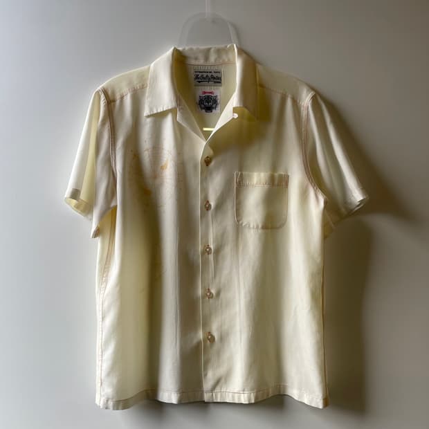 와코마리아 x 울프스헤드 오픈카라 레이온 반팔 셔츠