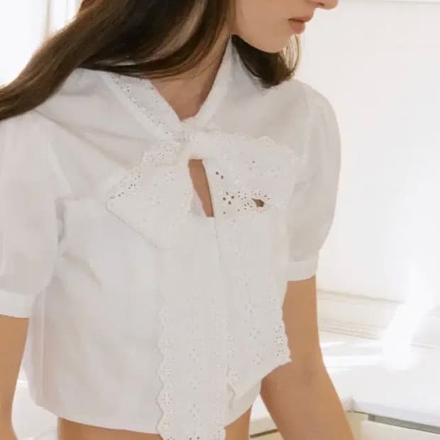 더티스 리본 블라우스 cream tied blouse