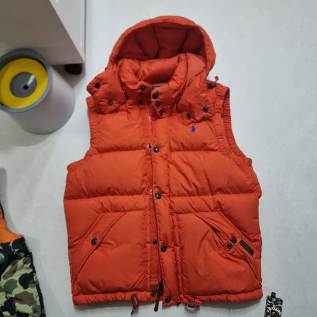 폴로 랄프로렌 패딩 조끼 오렌지 S
