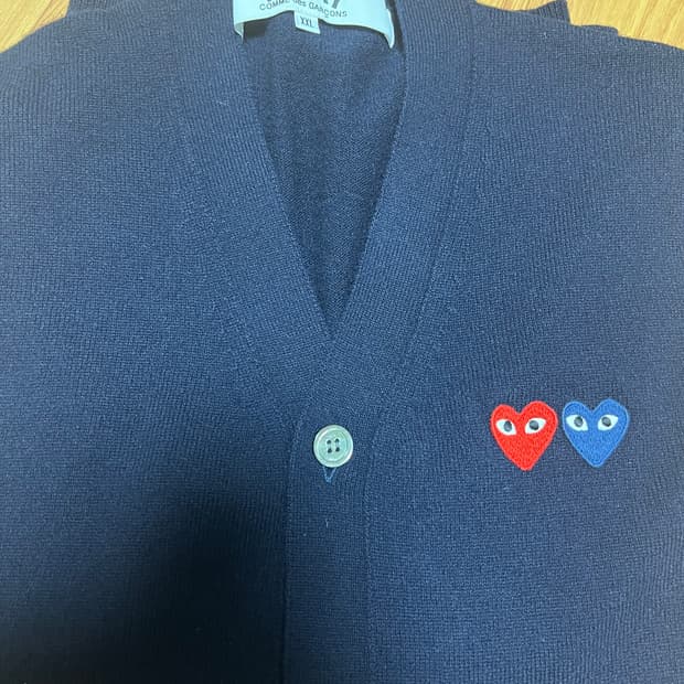 꼼데가르송 더블와페 가디건 2xl 네이비