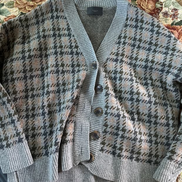 포근 오버핏 체크 가디건