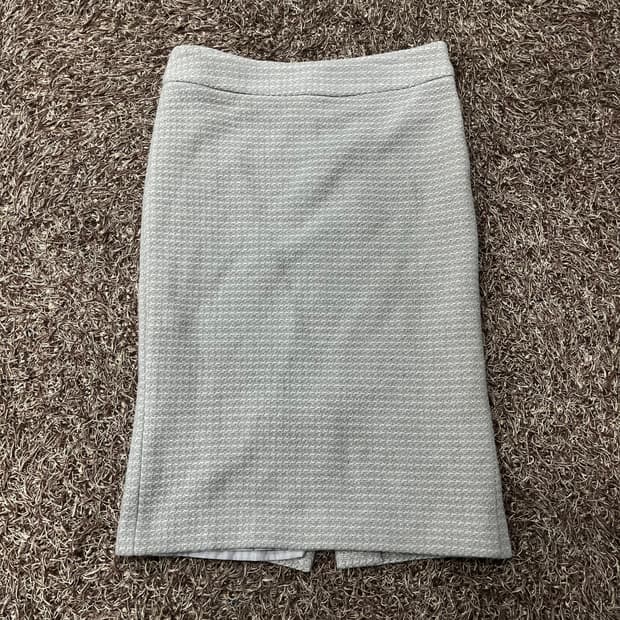 55 타임옴므 트위드 그레이 H라인 미디 스커트