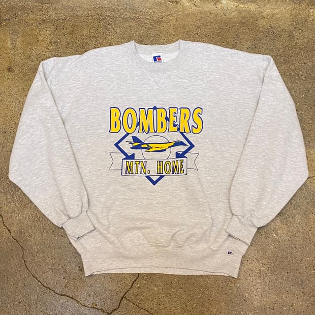 미국 빈티지 러셀 bombers 프린팅 멜란지 그레이 맨투맨