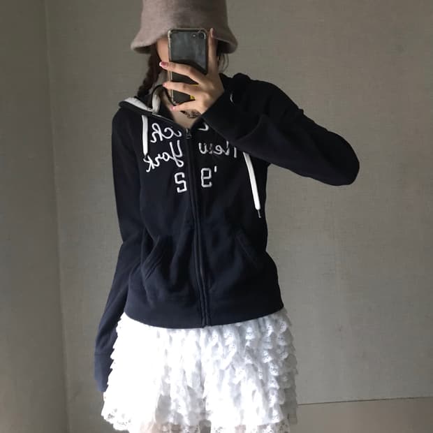 아베크롬비 네이비 슬림핏 후드집업