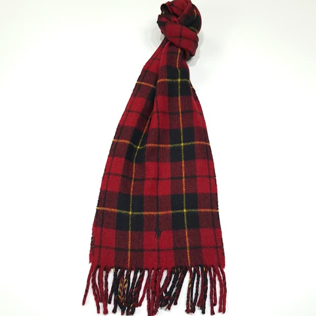 MX477 폴로 90s 이태리판 울 타탄 포니 레드 머플러 목도리