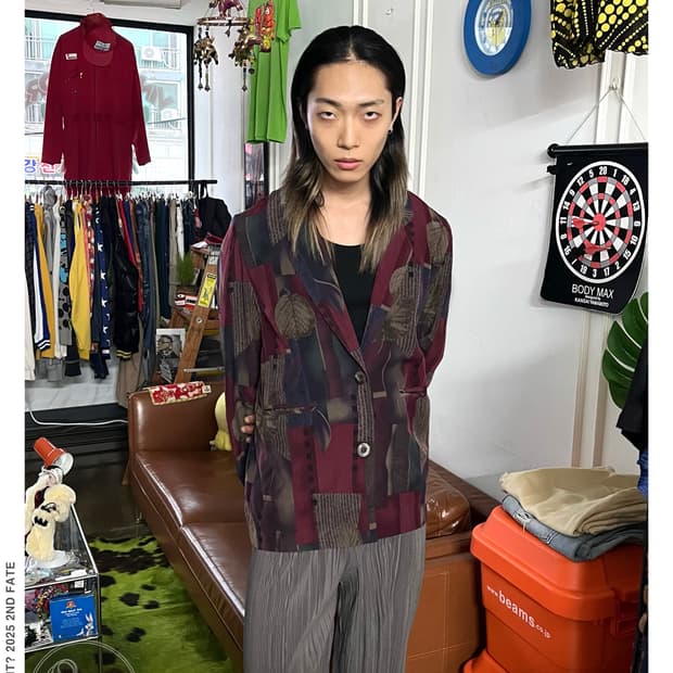 Jpn Antique Ethnic Pattern Old Blazer JK