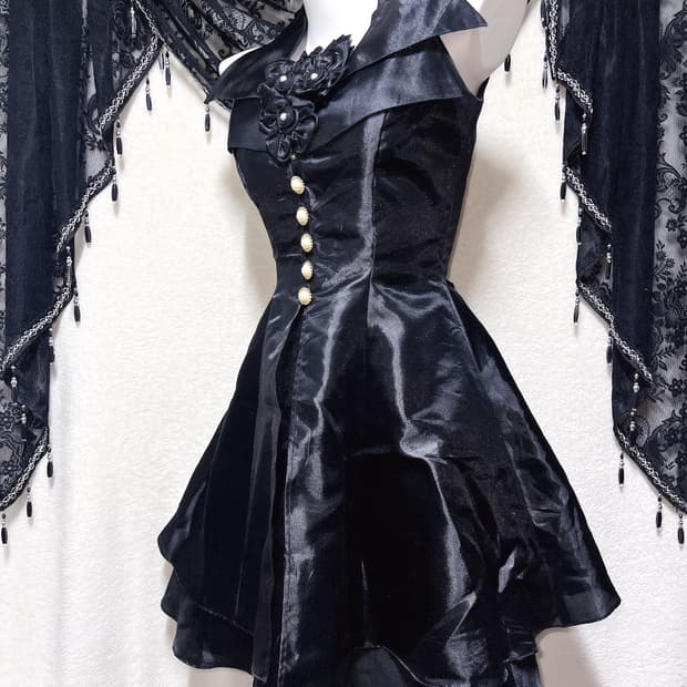 로맨틱고딕 고스펑크 미사 세라 레이스업 코르셋드레스 새틴원피스 공겜 핀터